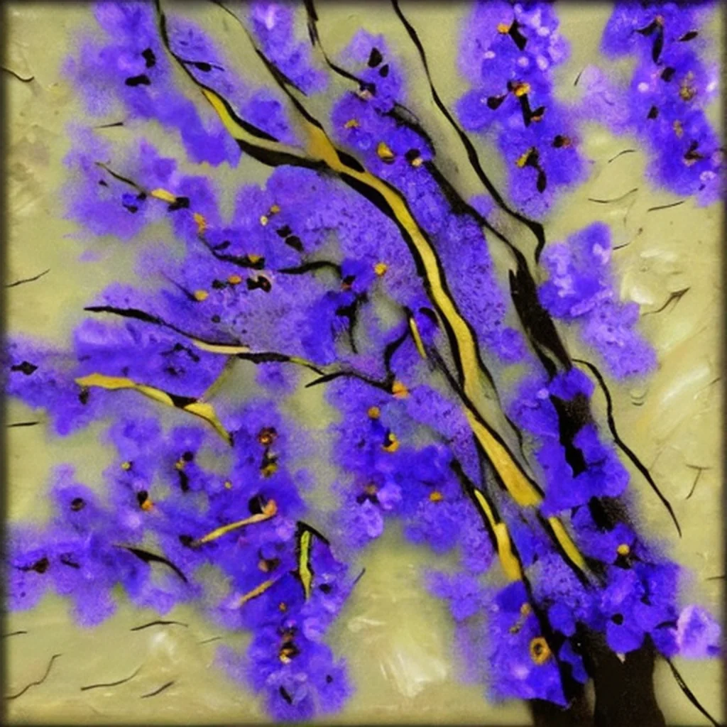 Artistic representation for Jacaranda blooms herald exam season. Let's get this done.